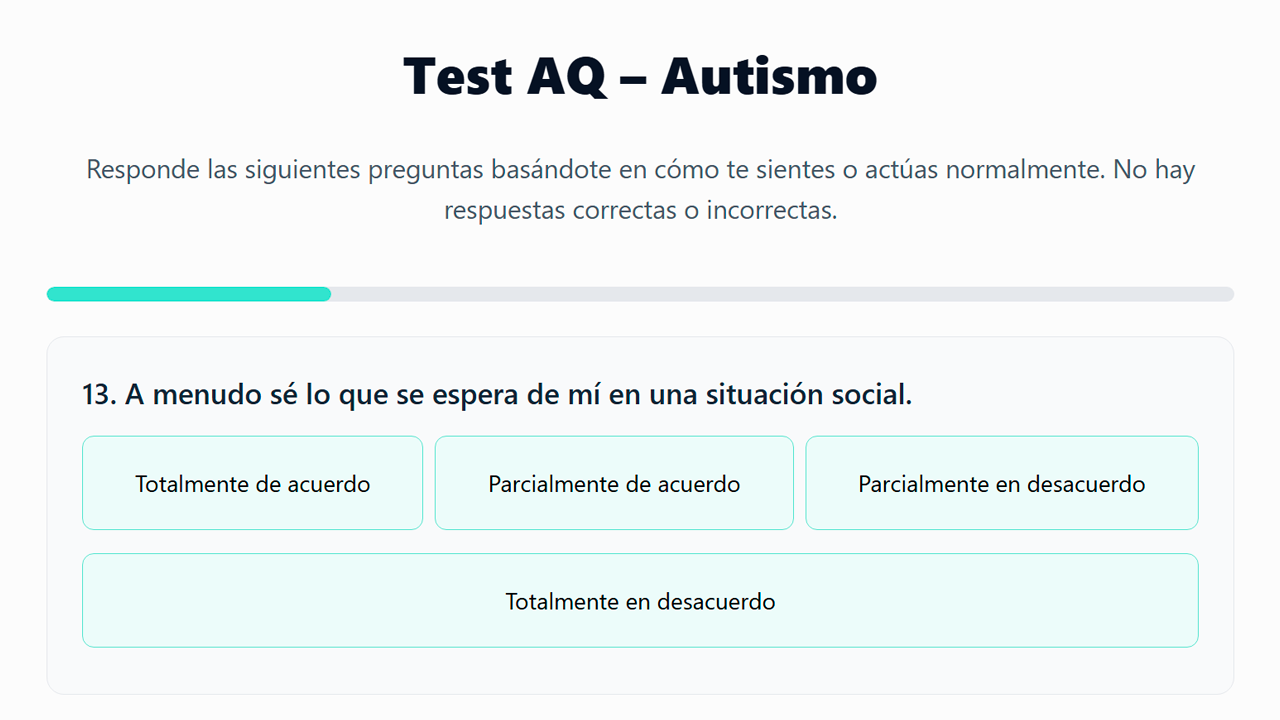 Test sobre el nivel de autismo