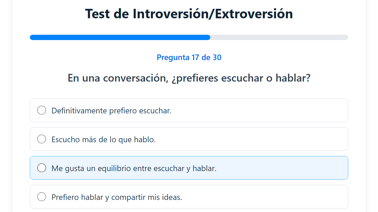 Test sobre Introversión y Extroversión